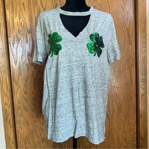 PINK Victoria’s Secret “Your Lucky Charm” Green Sequin Cloverleaf Size Large